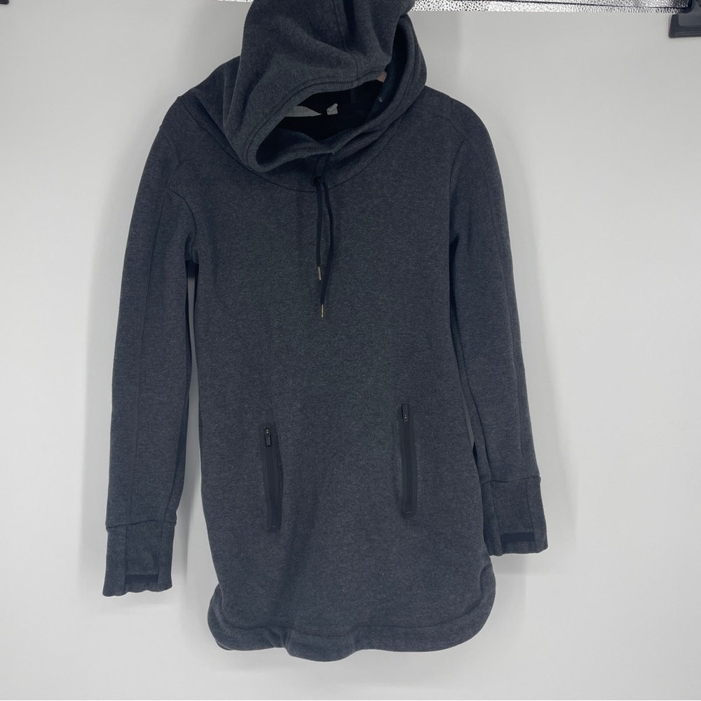 Athleta Long Gray Tunic Hoodie Sweatshirt